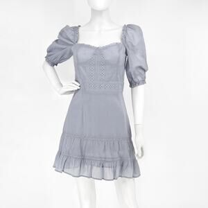 Reformation NWT Paxton Mini Dress Women’s Size 8 Mineral Puff Sleeve Cotton